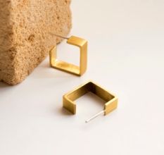 Square Geometric Hoop earring, Brass 22k gold plated, Wholesale earring